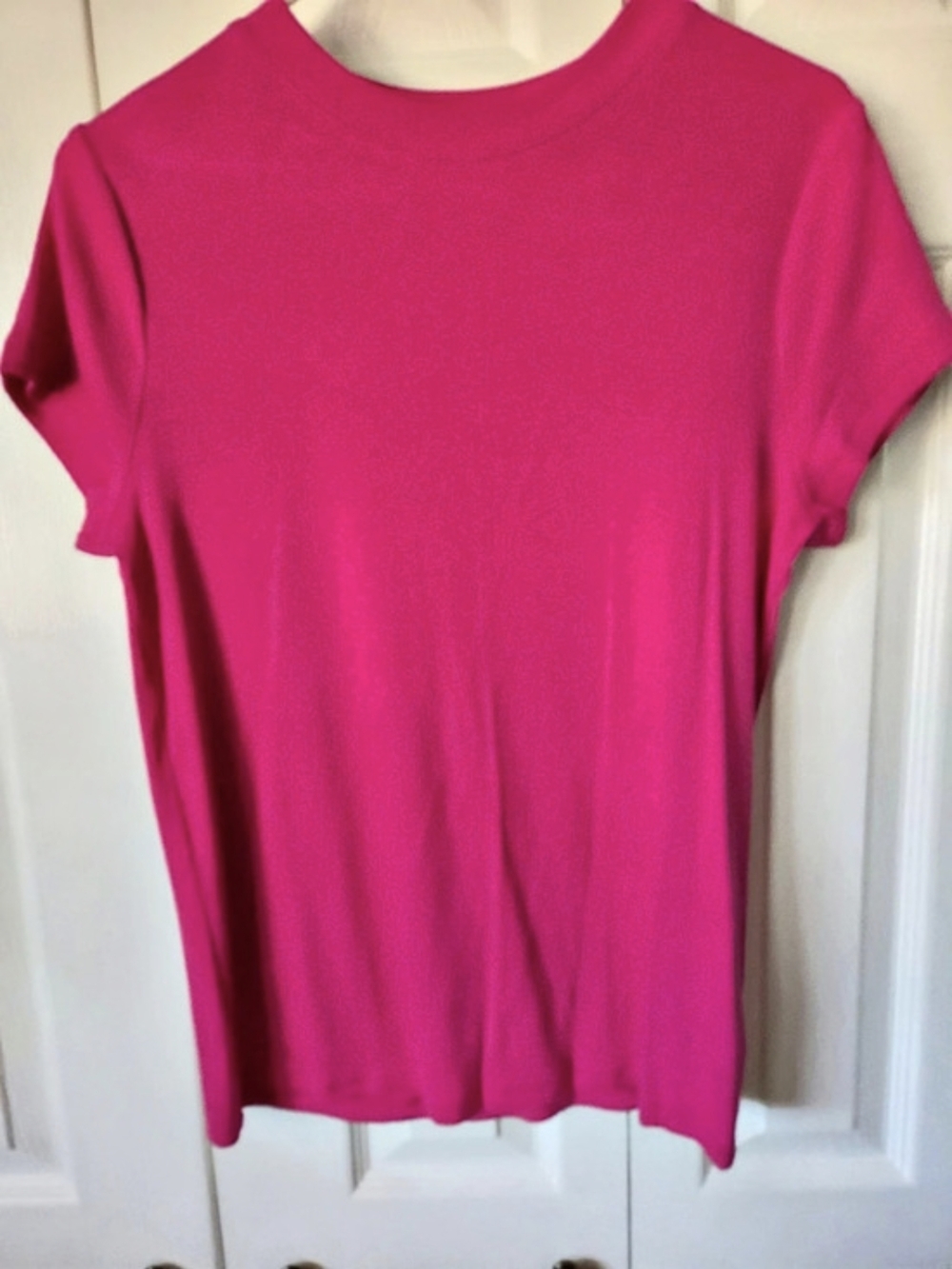 a new day Women's Short Sleeve Ribbed T-Shirt Pink Large